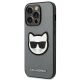 2. Karl Lagerfeld Saffiano Choupette Head Patch Hülle für iPhone 14 Pro - Silber