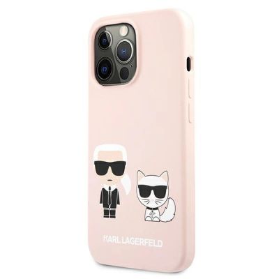 2. Karl Lagerfeld Silikon Karl&Choupette Hülle für iPhone 13 Pro / iPhone 13 - Hellrosa