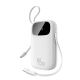 Baseus EnerFill FC31 QPow3 10000mAh 45W Powerbank mit Digitalanzeige und 2 integrierten USB-C-Kabeln – Weiß