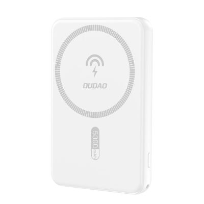 7. Dudao K14S Magnetische Powerbank 20W 5000mAh 1x USB-A 1x USB-C - Weiß