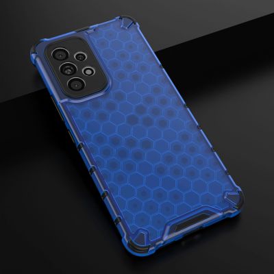 21. Wabenhülle Panzerhülle mit Gelrahmen für Samsung Galaxy A73 blau