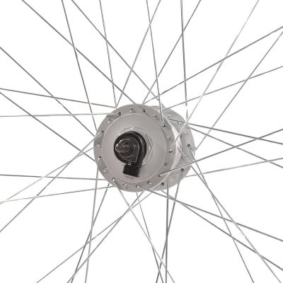 16. 28-Zoll-Vorderrad mit Shimano-Nabe, schwarze Felge