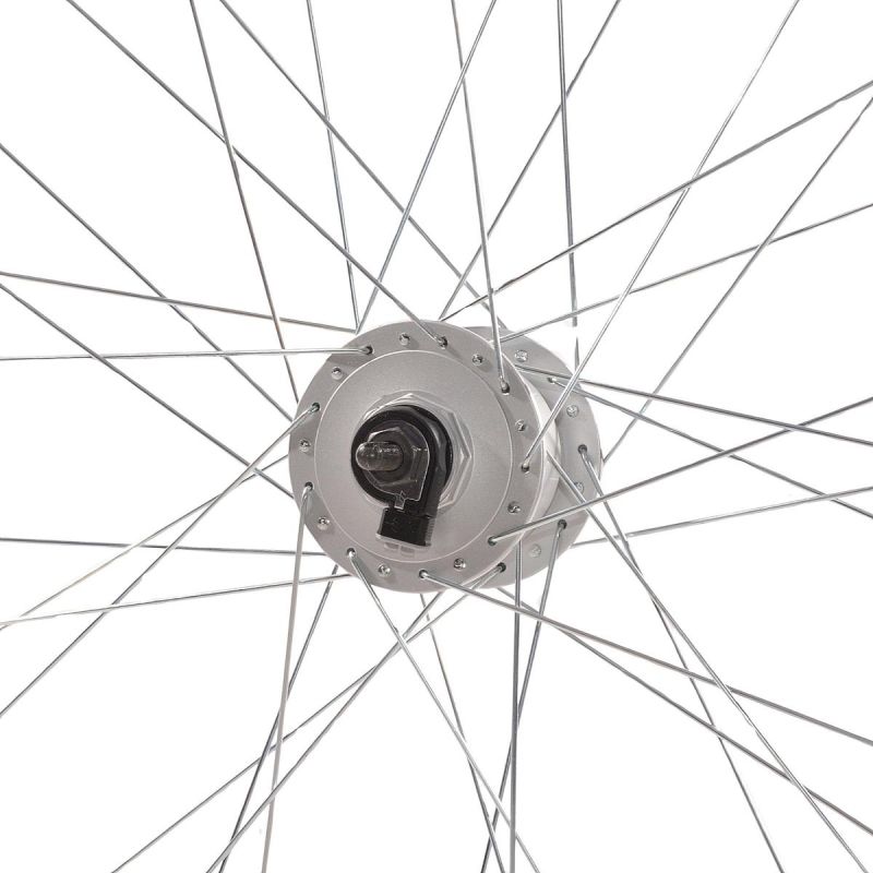 16. 28-Zoll-Vorderrad mit Shimano-Nabe, schwarze Felge