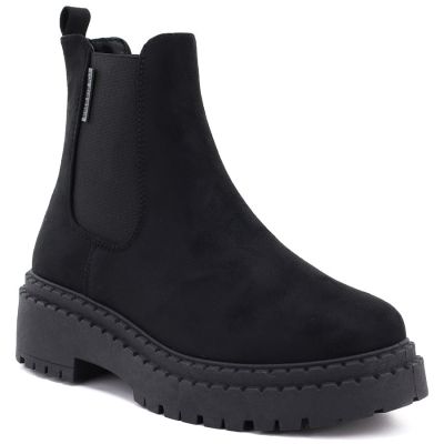 Schwarze Wildleder-Ankle-Boots mit Plateau für Damen, Big Star UU274858