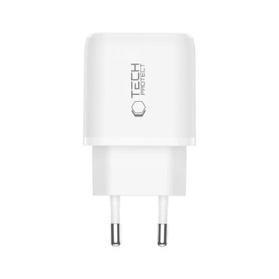 4. Tech-Protect NCA45W-GAN 2-Port 45W Wandladegerät mit USB-C-Kabel – Weiß