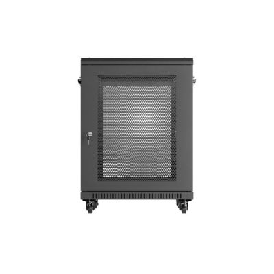 6. Stand-19" 15U 600x600 Rack-Einbauschrank, schwarz, perforierte Türen, Lanberg (Bausatz)