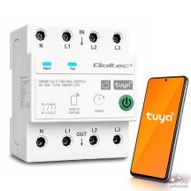Qoltec Dreiphasenrelais 63A für DIN-Schiene | 3P+N | Timer | WLAN | Tuya | Smart Life | Amazon Alexa | 4P