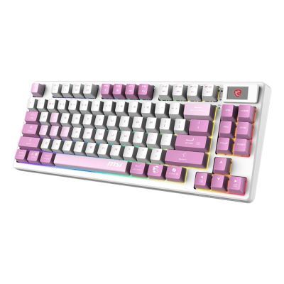 3. MSI FORGE GK600 TKL Kabellose Gaming-Tastatur Violett USB + Bluetooth QWERTZ Spanisch Pink, Lila, Weiß