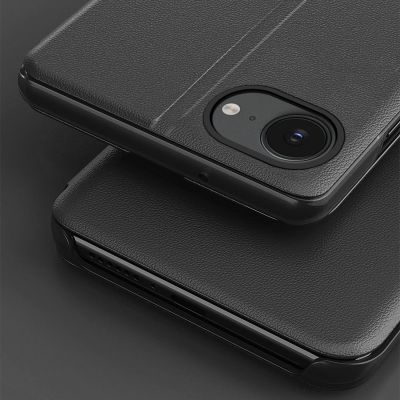 5. Eco Leather View Case, eine elegante Hülle mit Klappe und Ständer für iPhone 16e / 17e – Schwarz