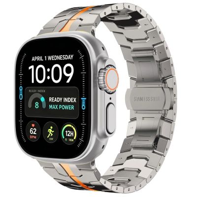 Tech-Protect Stainless Armband für Apple Watch 44 / 45 / 46 / 49 mm – silber-orange