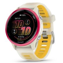 Garmin Forerunner 570 42mm Uhr aus Aluminium in den Farben Knochenweiß/Himbeere