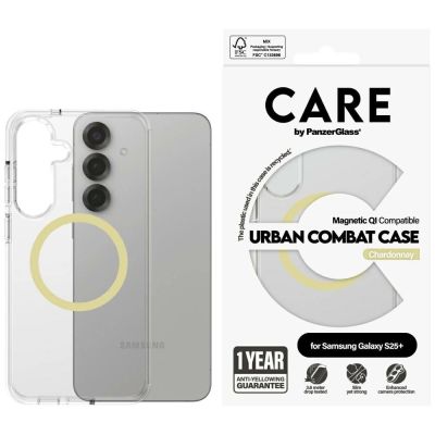 CARE by PanzerGlass Flagship Urban Combat Chardonnay QI-Hülle für Samsung Galaxy S25+ – transparent