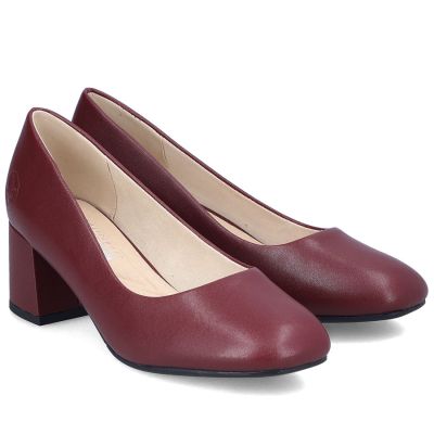 4. Damen-Pumps aus Leder mit hohem Absatz in Burgunderrot, Rieker 44750-35