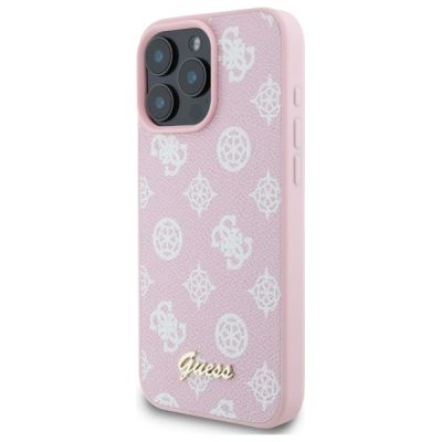 2. Guess Peony Script MagSafe-Hülle für iPhone 16 Pro Max – Rosa