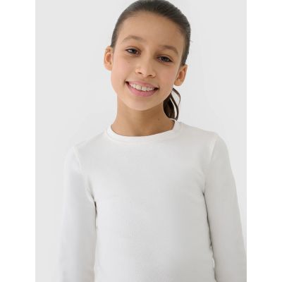 Langarm Slim Crop Top Uni Mädchen 4F 4FJWSS25TLONF430-11S