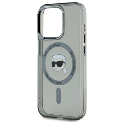 3. Karl Lagerfeld KLHMP15LHLSKIK iPhone 15 Pro 6,1" schwarz/schwarzes Hardcase IML Metal Karl Head MagSafe