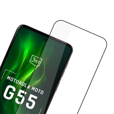 7. 3mk HardGlass Max Lite Schwarz gehärtetes Glas für Motorola Moto G55 5G