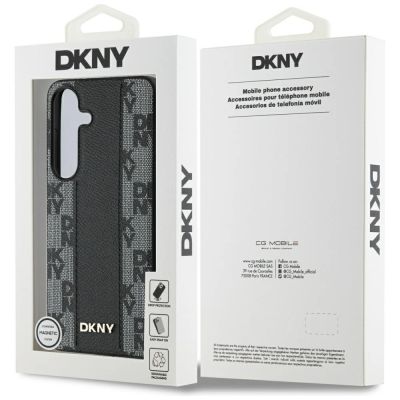8. DKNY Lederhülle mit Karomuster und MagSafe-Funktion für Samsung Galaxy S25, Schwarz
