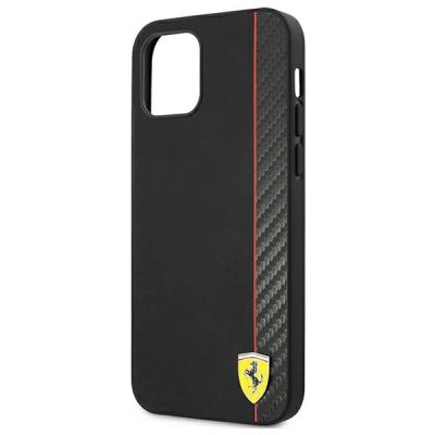 6. Ferrari FESAXHCP12SBK iPhone 12 mini 5,4" schwarz/schwarz Hardcase On Track Carbon Stripe