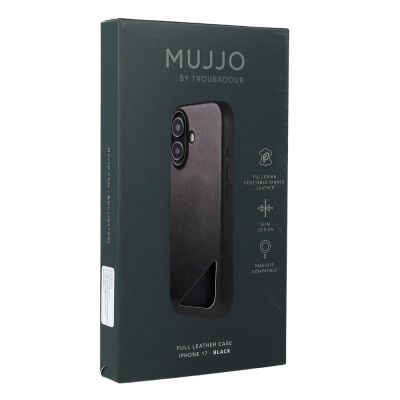 8. Mujjo iPhone 17 Schwarze Lederhülle