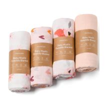 MOMCOZY SJ003 Musselin-Wickeltücher, 4er-Pack, 119 x 119 cm