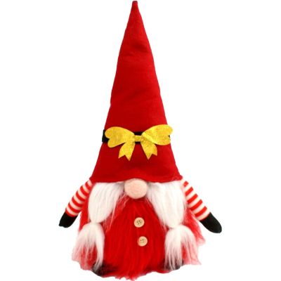 6. Dekorativer Weihnachtsmann-Gnom 40 cm mit goldener Schleife