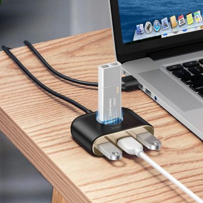 7. HUB Baseus Square USB-A auf 1x USB-A 3.2 Gen 1 / 3x USB 2.0 mit 1m Kabel - schwarz