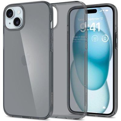 7. Spigen Crystal Flex Hülle für iPhone 15 Plus – grau und transparent