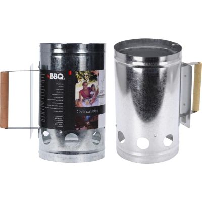 16. Kaminanzünder für Grill, Höhe 27,5 cm mit Holzgriff