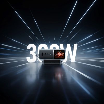 6. Cuktech TA3005U 300W 5-in-1 Ladestation mit Digitalanzeige – Silber
