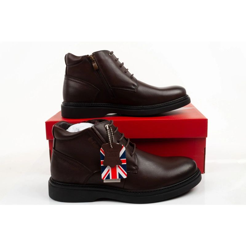 8. Lee Cooper Herrenschuhe, elegante braune Leder-Stiefeletten mit Isolierung