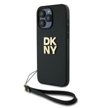 DKNY Wrist Strap Stock Logo Hülle für iPhone 15 Pro Max – Schwarz