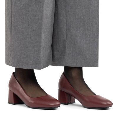 6. Damen-Pumps aus Leder mit hohem Absatz in Burgunderrot, Rieker 44750-35