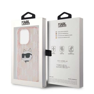 8. Karl Lagerfeld IML Choupette Head & Monogram Hülle für iPhone 13 Pro / 13 – Rosa