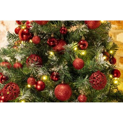 6. Dekorative Kunststoffkugeln, 6 cm, Set mit 35 Stück, rot