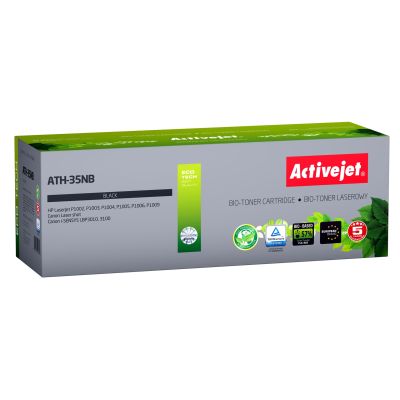 BIO Activejet ATH-35NB Toner (ersetzt HP 35A CB435A, Canon CRG-712; Supreme; 1800 Seiten; Schwarz). Öko-Toner. Das Tonerpulver ist biologisch abbaubar. 57 % des Toners sind biologischen Ursprungs.