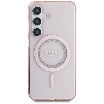 3. Guess Strass-bedruckte MagSafe-Hülle für Samsung Galaxy S25, Pink