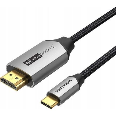 3. USB-C auf HDMI Vention 4K@60Hz Geflochtenes Kabel 2m Grau