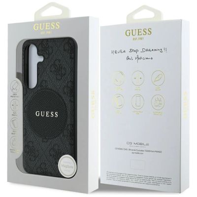 8. Guess 4G Round Patch Classic Logo MagSafe Hülle für Samsung Galaxy S25 schwarz