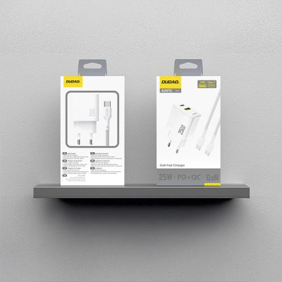 5. Dudao A26TCEU PD QC 25W GaN USB-A/USB-C-Wandladegerät mit USB-C-Kabel – Weiß