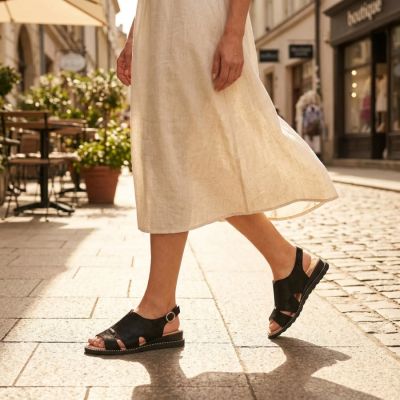 10. Schwarze Damen-Ledersandalen Filippo DS4470