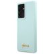 6. Guess, GUHCS21LLSLMGLB S21 Ultra G998 blau/blaues Hardcase Silikon-Schriftzug-Metall-Logo