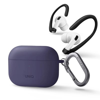 2. Uniq Nexo-Hülle für AirPods Pro 2 + Ohrhaken – Lila