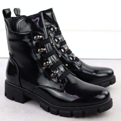 3. Damen-Lackleder-Winterboots im Worker-Stil, schwarz, M.Daszyński MR23123