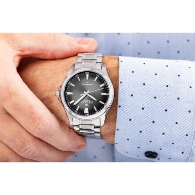 4. Giewont Elegance Saphir Silber Schwarz Herrenuhr GW5160-B2