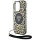 5. Guess HC IML Leopard Triangle Cord Strap MagSafe Case für iPhone 16 Pro - Braun