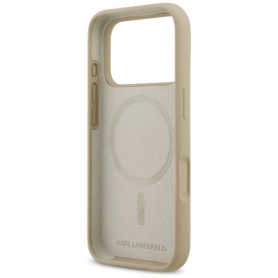 7. Karl Lagerfeld Silikonhülle mit Karl-Skizze und Logo (MagSafe) für iPhone 17 Pro – Braun