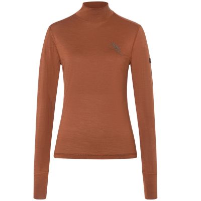 Damen-Thermoshirt mit langen Ärmeln und Mock-Kragen SUPER.NATURAL W Tundra 175 Turtleneck Flear, braun