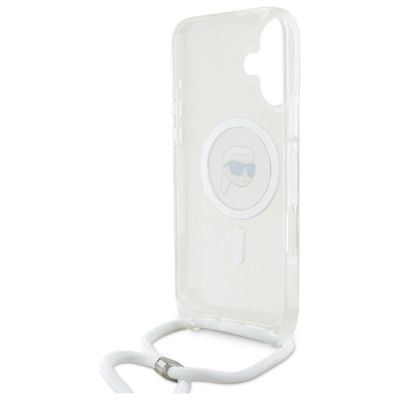 6. Karl Lagerfeld Crossbody IML Karl Head Magsafe Hülle für iPhone 16 – transparent
