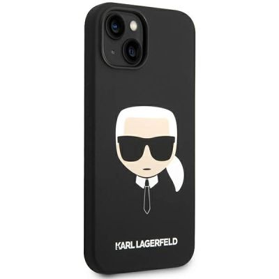 4. Karl Lagerfeld Silikon Karl's Head MagSafe Hülle für iPhone 14 Plus – Schwarz